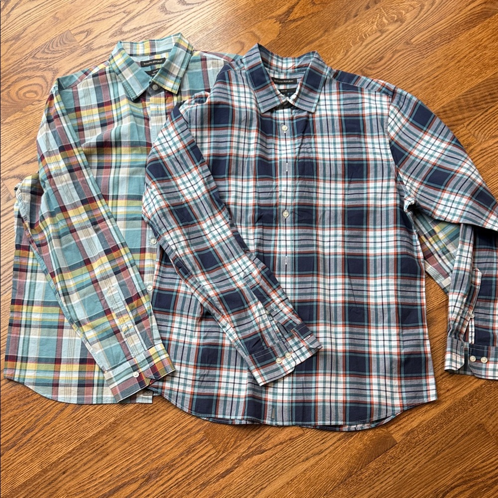 Banana Republic Plaid Multicolor Men’s Button-Down Shirts - BUNDLE OF 2